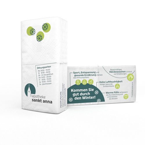 Werbe-Taschentücher mit Apotheken-Logo – Praktisches Giveaway für Kunden & Patienten