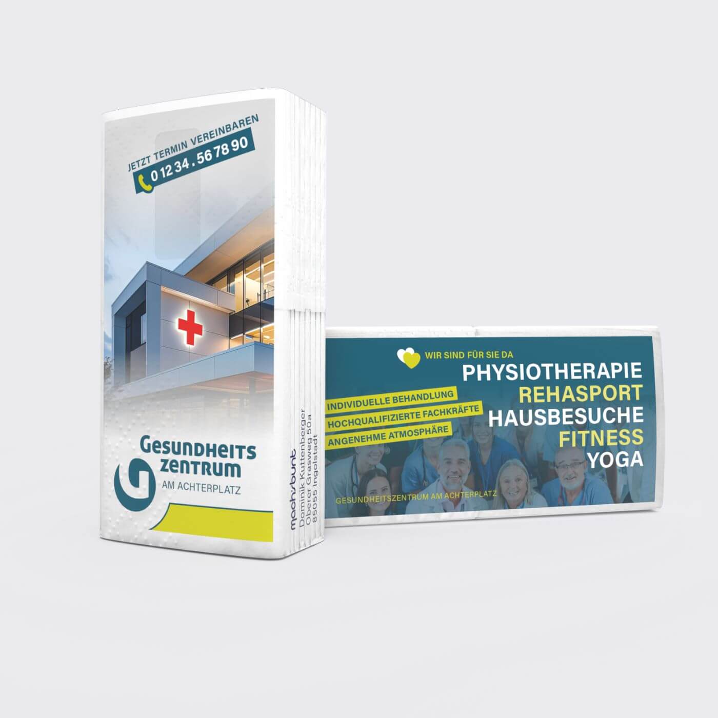 Werbemittel für Arztpraxis und Gesundheitseinrichtungen - bedruckte Taschentücher vom Spezialisten