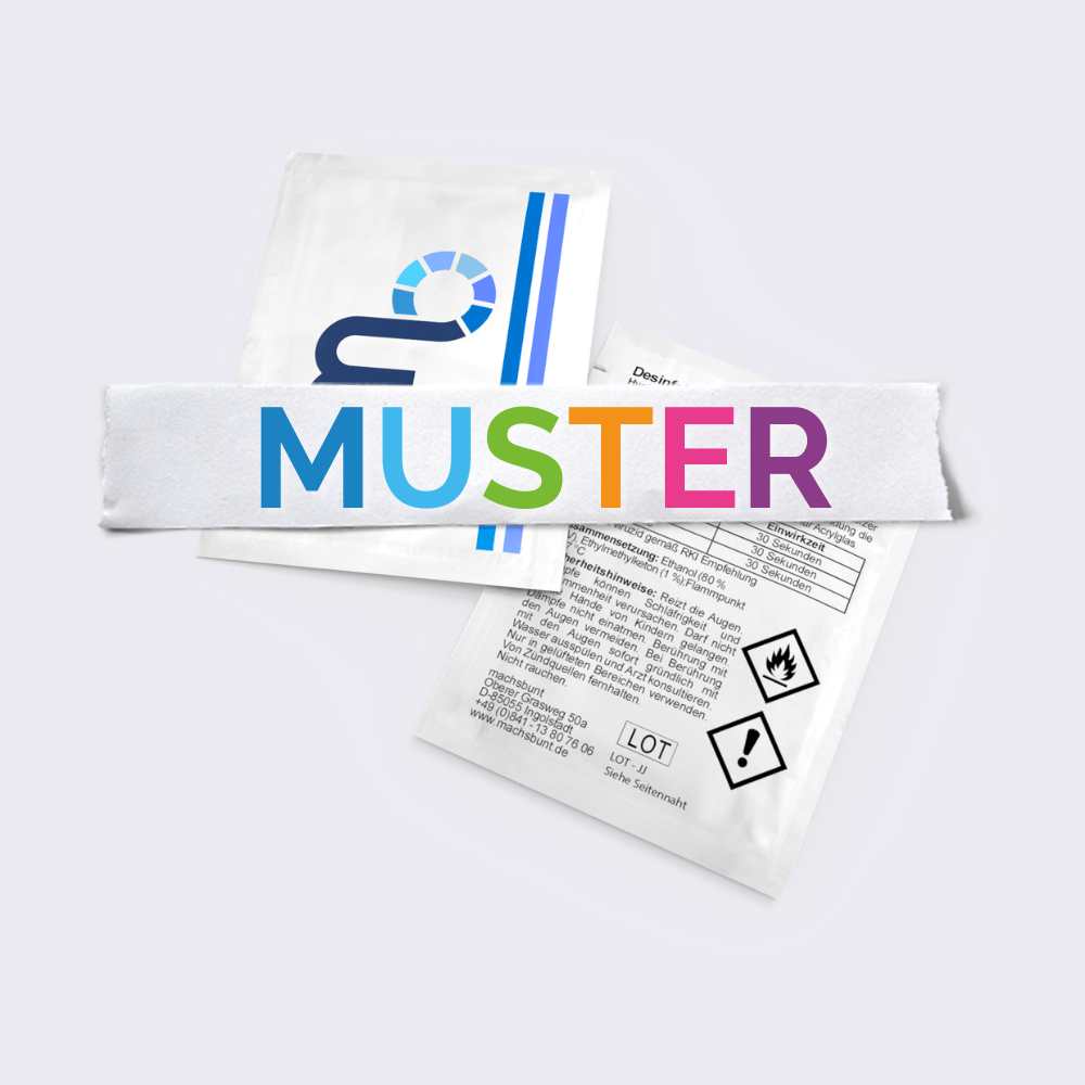 Kostenloses Muster bedruckbarer Desinfektionstücher bestellen