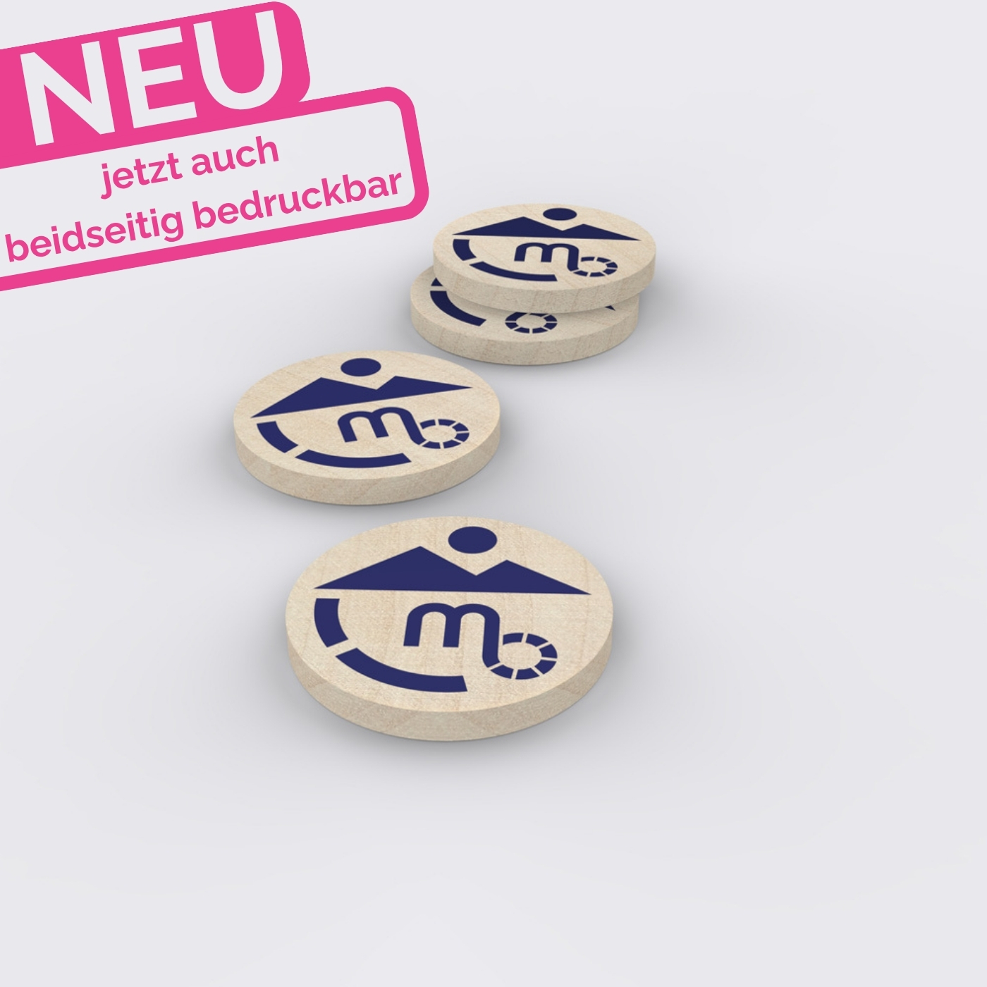 Wertmarken und Pfandmarken aus regionalem Holz mit Wunschmotiv personalisiert