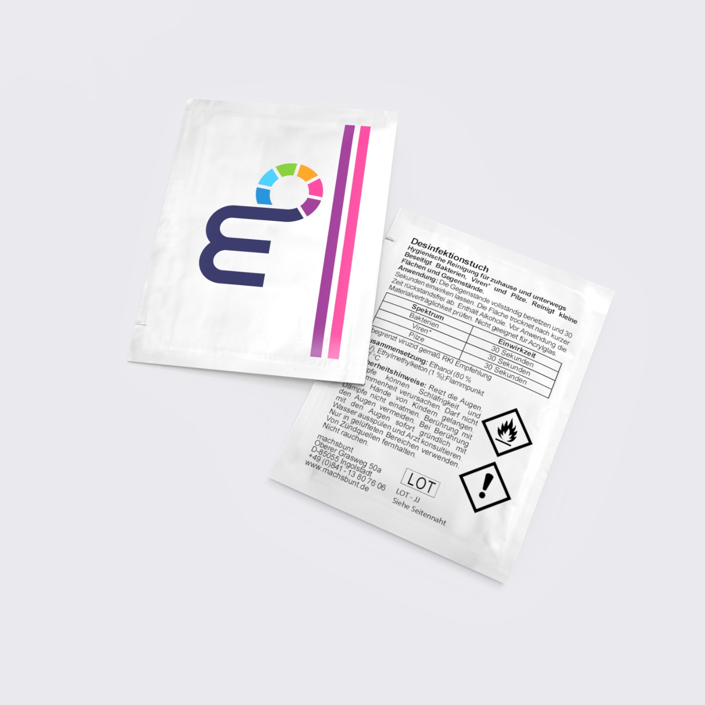 Desinfektionstücher individuell mit Logo und Wunschmotiv bedrucken lassen