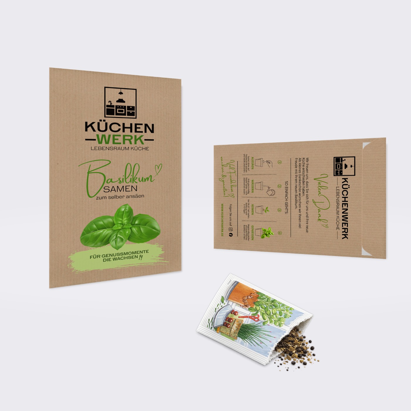 Logo auf Umschlag gedruckt der Kräutersamen enthält