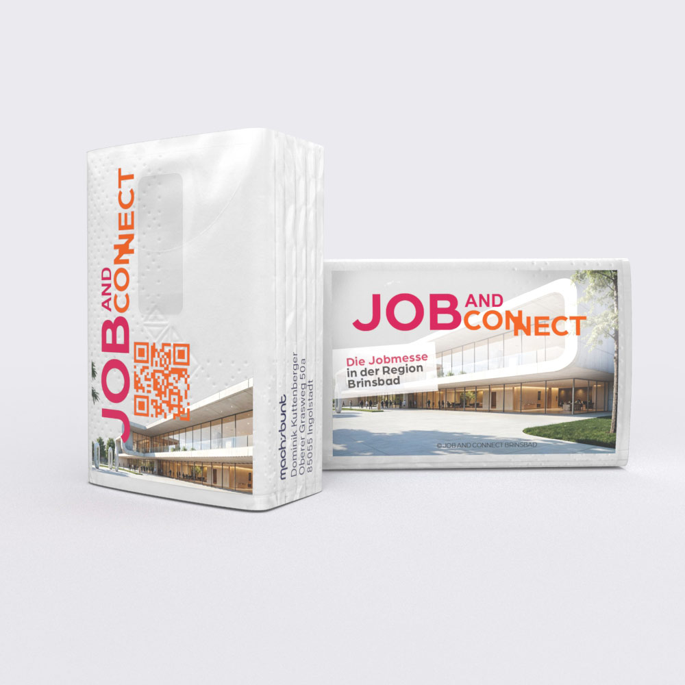 Bedruckte Werbe-Taschentücher für Jobmesse – Individuelles Motiv für Recruiting & Arbeitgeber