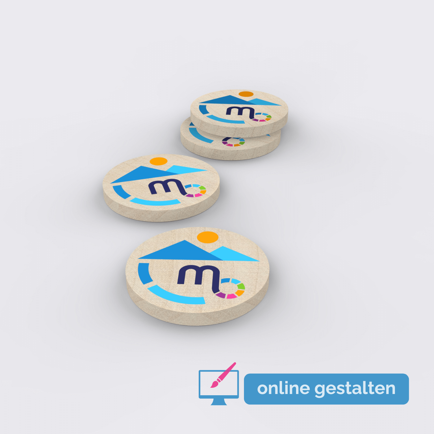 Holz Einkaufschips mit Logo gestalten und bedrucken lassen ab 100 Stück