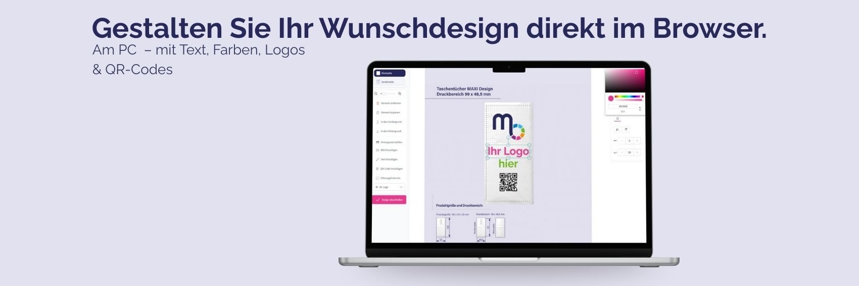 Bedruckte Taschentücher und Werbeartikel selbst online gestalten und bestellen