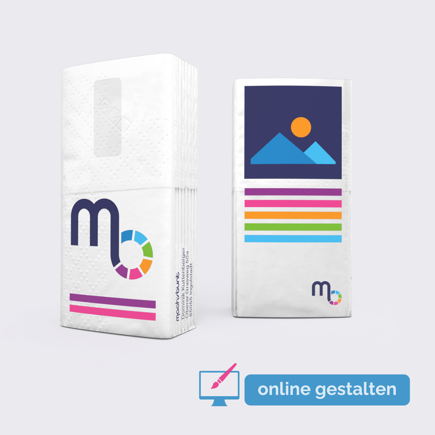 Taschentücher MAXI Online gestalten Taschentücher für Werbung in der MAXI Größe mit Logo bedruckt