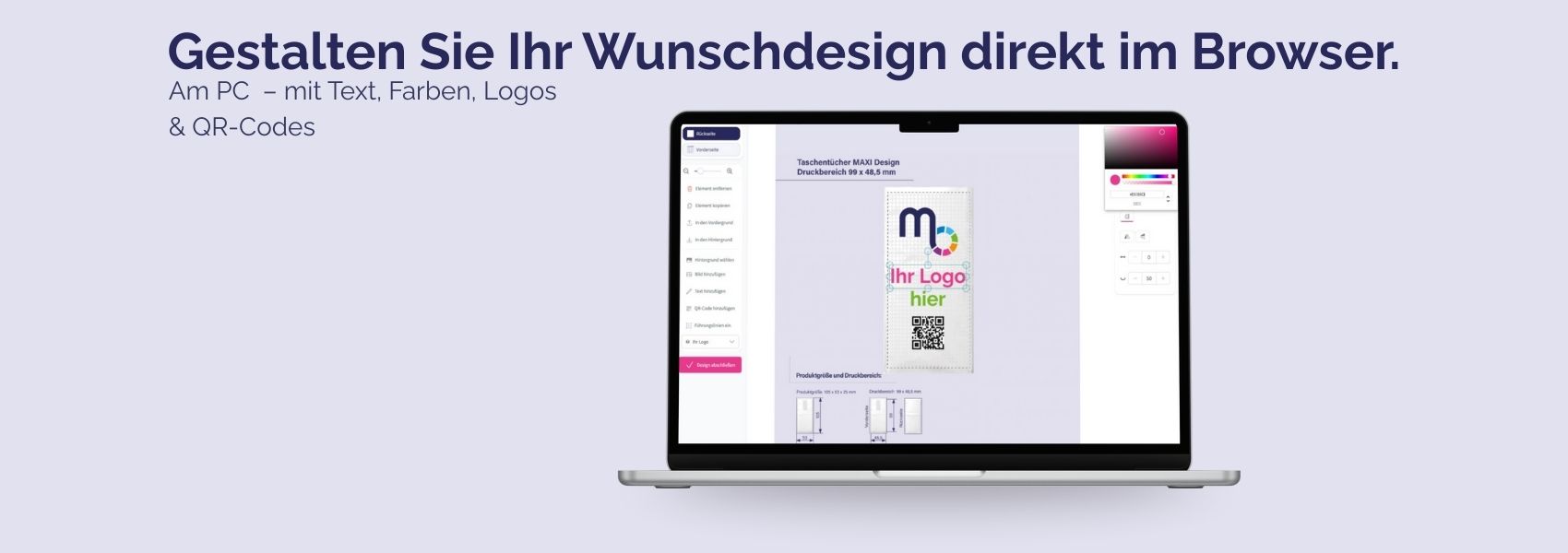Bedruckte Taschentücher und Werbeartikel selbst online gestalten und bestellen