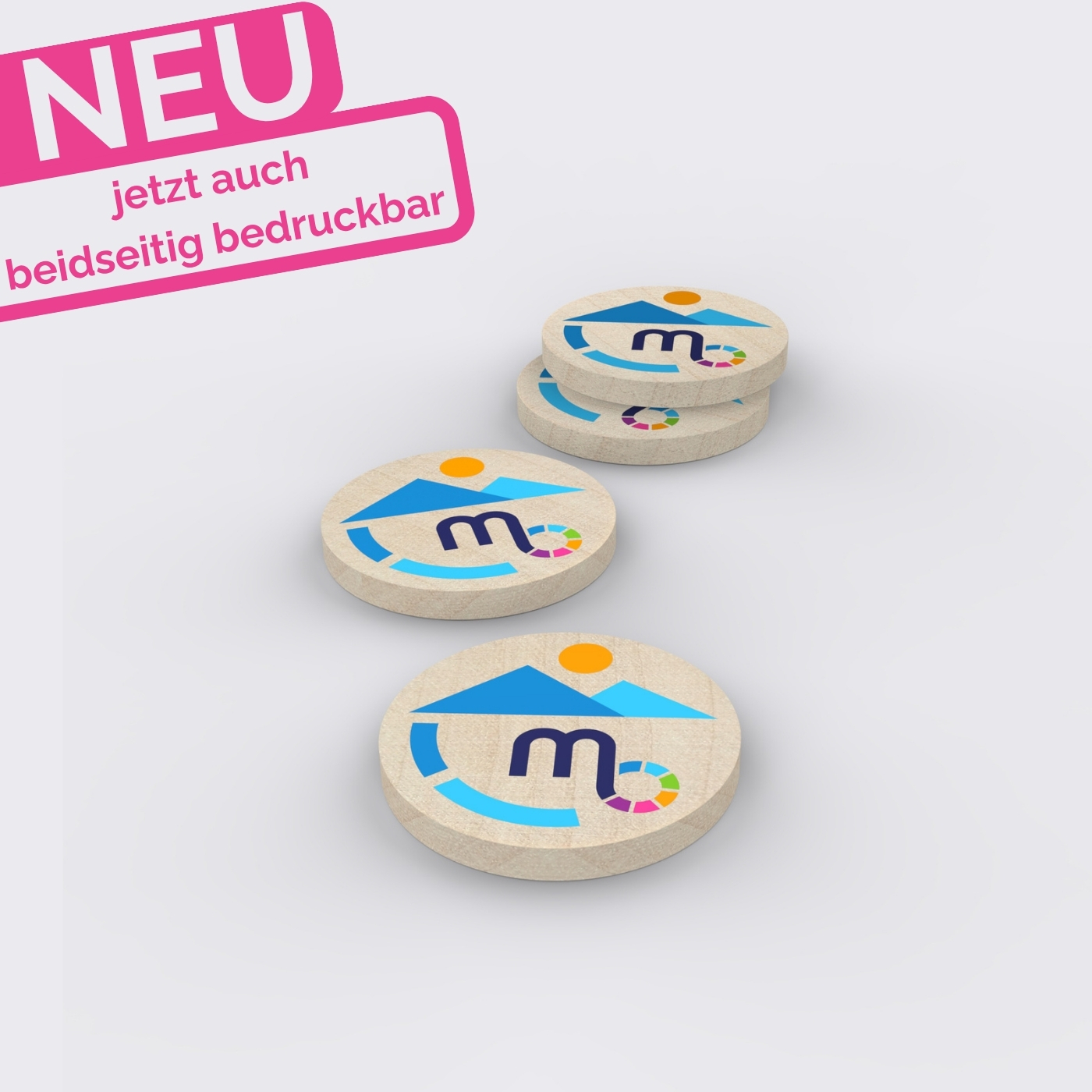 Individuell personalisierte Einkaufswagenchips aus Holz online bestellen