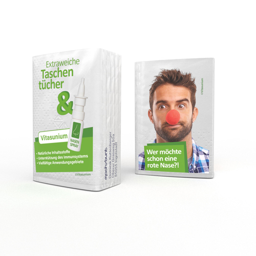 werbe-taschentuecher mit arzneitmittel branding - ideal fuer apotheken & pharmafirmen