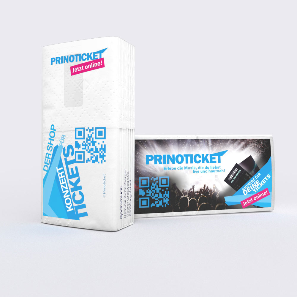 Werbe-Taschentücher mit Branding eines onlinehändlers – Individuelles Werbemittel